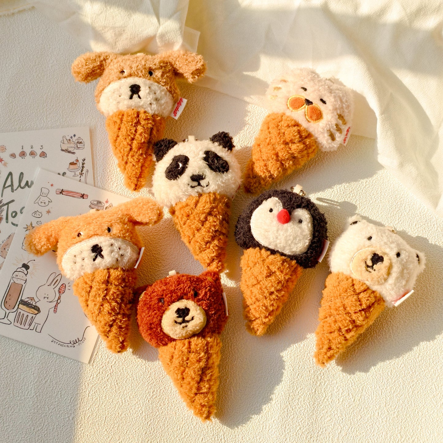 Daily White | Brown Bear Ice Cream Cone Plush Charm