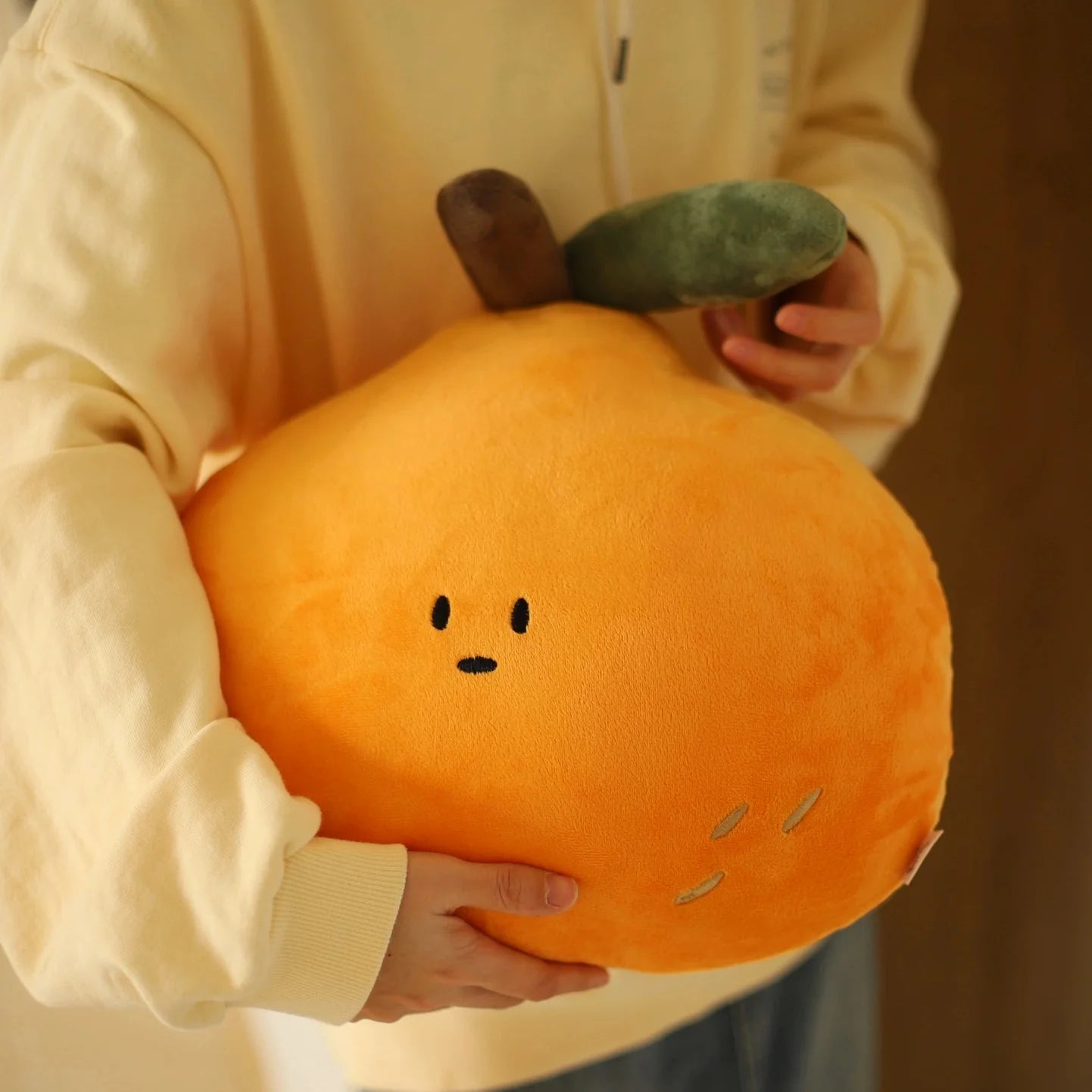 Daily White | Orange Plush Pillow